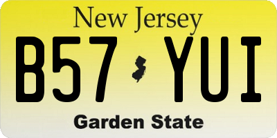 NJ license plate B57YUI