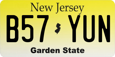NJ license plate B57YUN