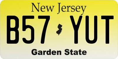 NJ license plate B57YUT