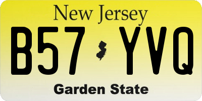 NJ license plate B57YVQ