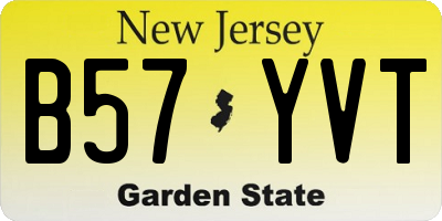 NJ license plate B57YVT