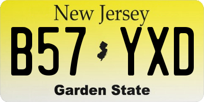 NJ license plate B57YXD