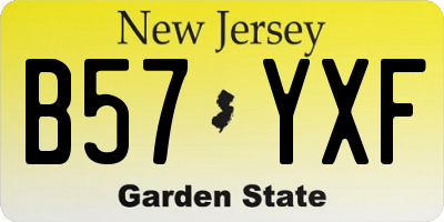 NJ license plate B57YXF