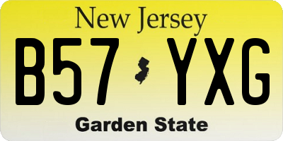 NJ license plate B57YXG