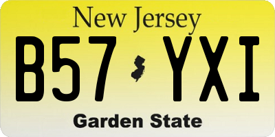 NJ license plate B57YXI