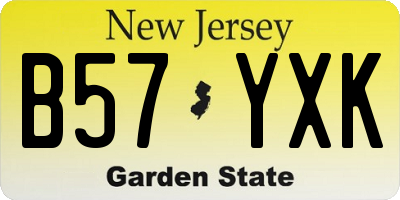 NJ license plate B57YXK