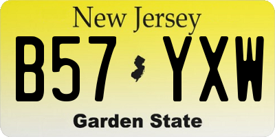 NJ license plate B57YXW