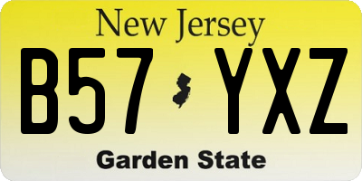 NJ license plate B57YXZ