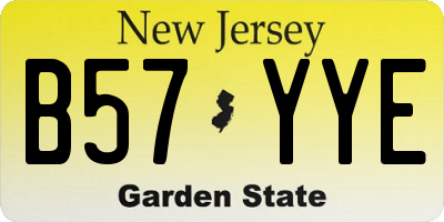 NJ license plate B57YYE