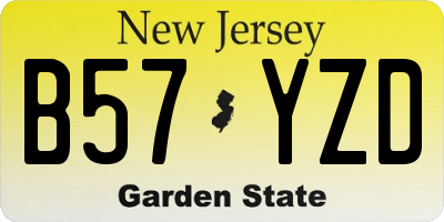 NJ license plate B57YZD