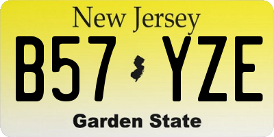NJ license plate B57YZE