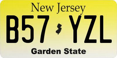 NJ license plate B57YZL