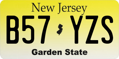 NJ license plate B57YZS
