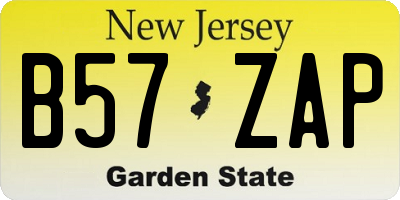 NJ license plate B57ZAP