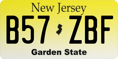 NJ license plate B57ZBF