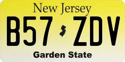 NJ license plate B57ZDV