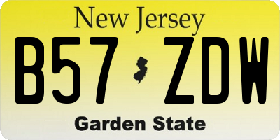 NJ license plate B57ZDW