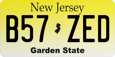 NJ license plate B57ZED