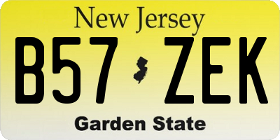 NJ license plate B57ZEK