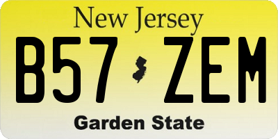 NJ license plate B57ZEM