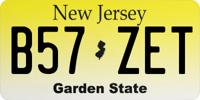 NJ license plate B57ZET