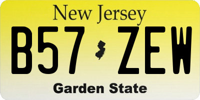 NJ license plate B57ZEW