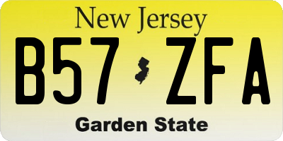 NJ license plate B57ZFA