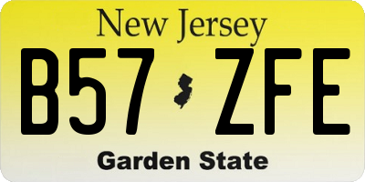NJ license plate B57ZFE