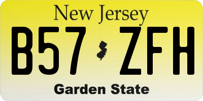 NJ license plate B57ZFH