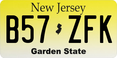 NJ license plate B57ZFK