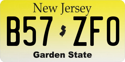 NJ license plate B57ZFO