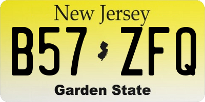 NJ license plate B57ZFQ