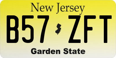 NJ license plate B57ZFT