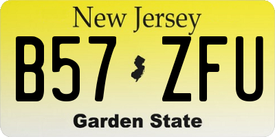NJ license plate B57ZFU