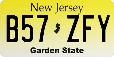 NJ license plate B57ZFY