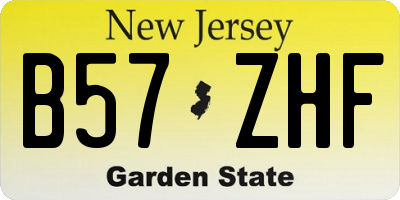 NJ license plate B57ZHF