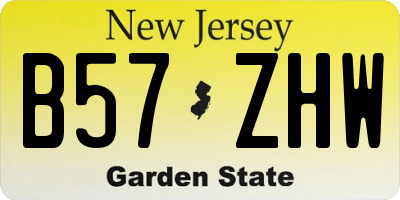 NJ license plate B57ZHW