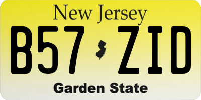 NJ license plate B57ZID