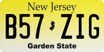 NJ license plate B57ZIG