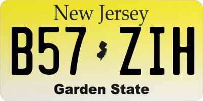 NJ license plate B57ZIH