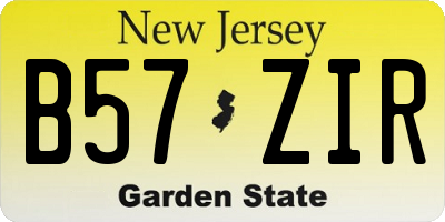 NJ license plate B57ZIR