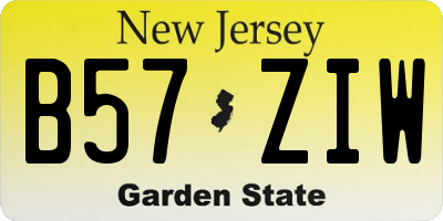 NJ license plate B57ZIW
