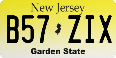 NJ license plate B57ZIX