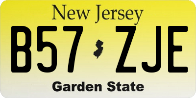 NJ license plate B57ZJE