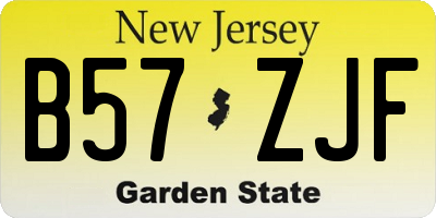 NJ license plate B57ZJF