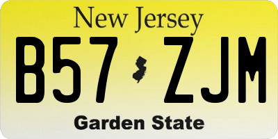NJ license plate B57ZJM