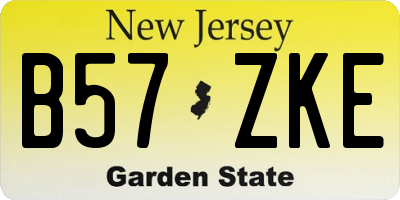 NJ license plate B57ZKE