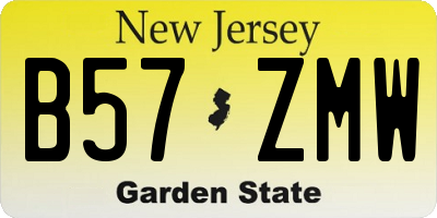 NJ license plate B57ZMW