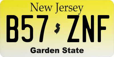 NJ license plate B57ZNF