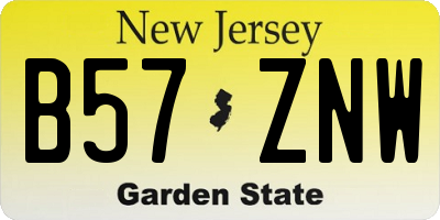 NJ license plate B57ZNW